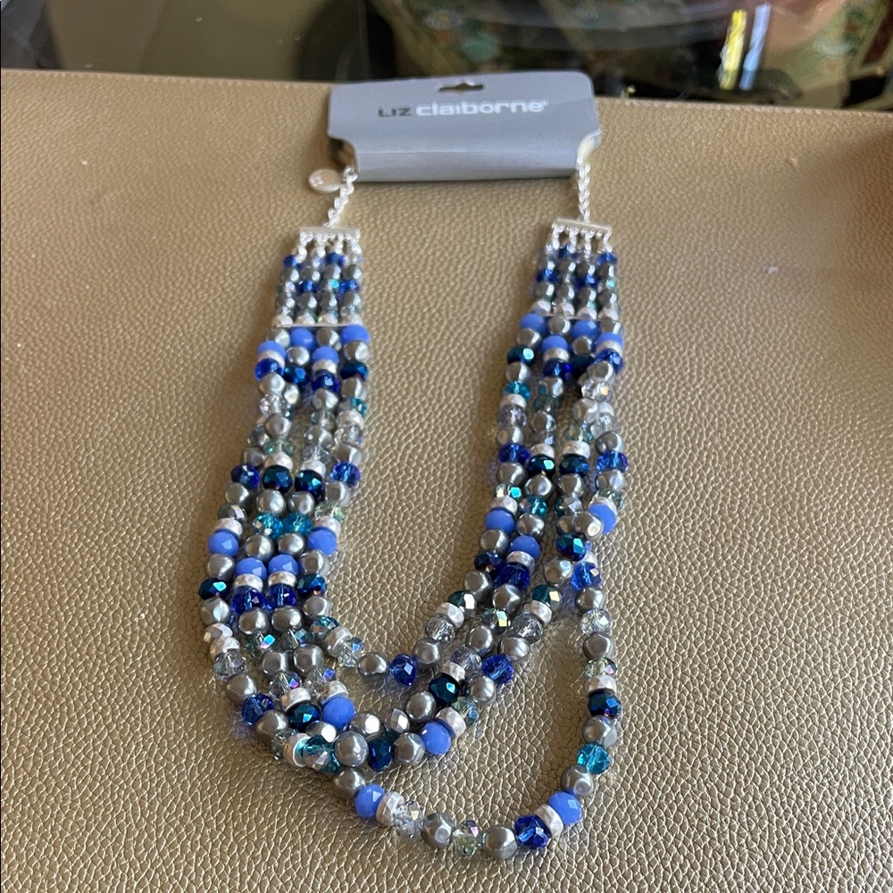 Liz Claiborne Multistrand Blue and Silver Necklace